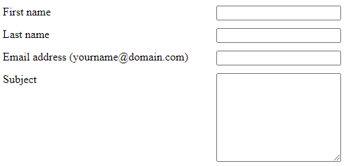 Example of non-responsive form. The labels are positioned left and aligned left, while the form fields are floated right, creating a large gap between label and form fields.